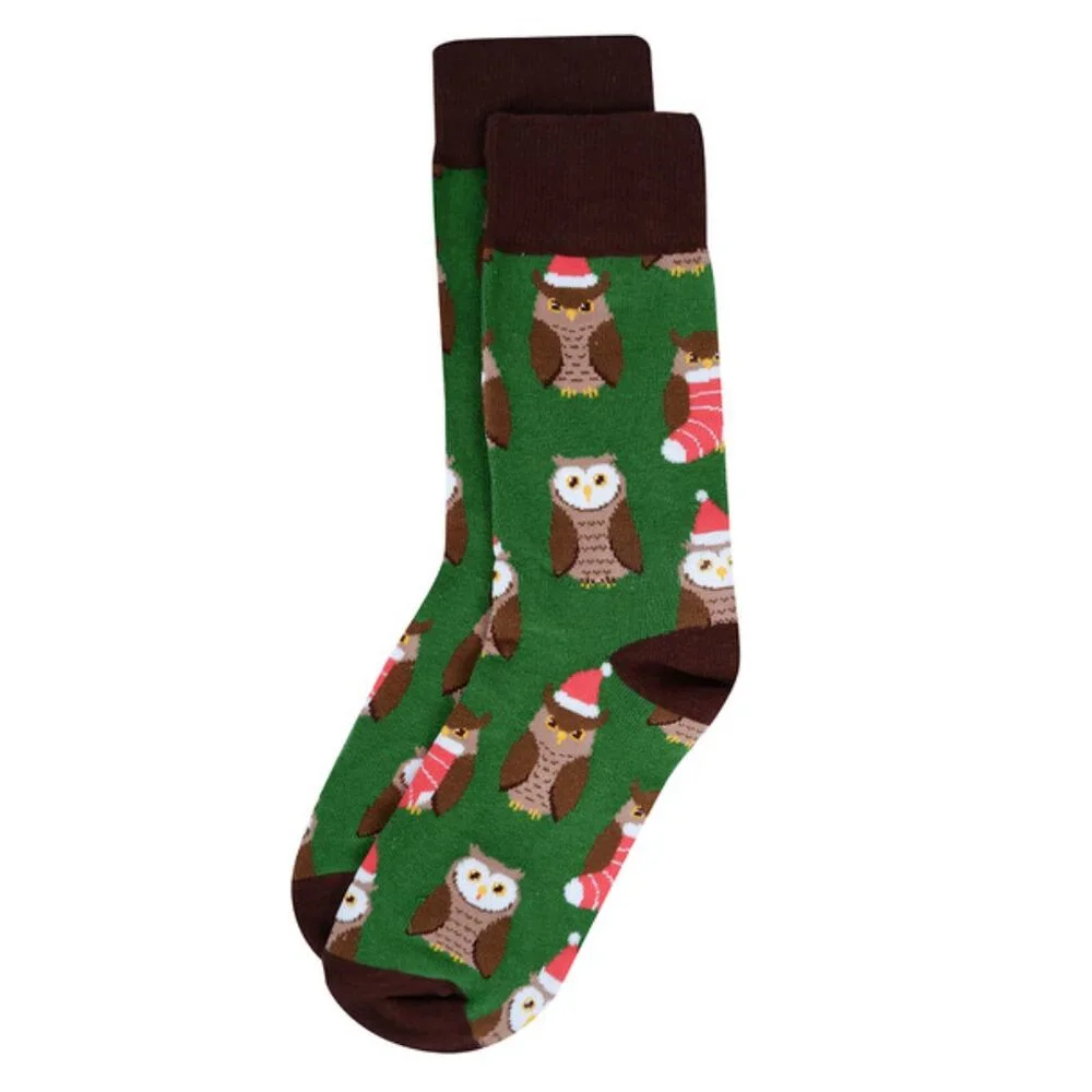 Holiday / Christmas Owl Men's Crew Socks - NWT